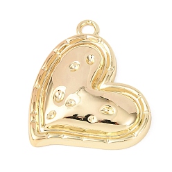 Настоящее золото 18K Латунные подвески, сердце прелести, стойки покрытие, долговечный, без свинца и без кадмия, реальный 18 k позолоченный, 34.5x29x5.5 мм, отверстие : 3 мм