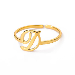 Letter D Регулируемые 201 манжеты из нержавеющей стали с буквами для женщин, золотые, Буква D, внутренний диаметр: 15~20 мм