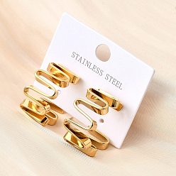 Золотой 304 серьги-гвоздики из нержавеющей стали в форме буквы С с подвеской-складкой, ионное покрытие (ip), золотые, 26.5x14 мм