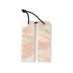 Rectangle 2Pcs Natural White Shell Pendants, Geometric Charms, Rectangle, 38x11x2~3mm, Hole: 1mm