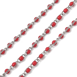 Красный 304 цепи из эмалированной нержавеющей стали, с катушкой, пайки, цвет нержавеющей стали, красные, 5x2x2~3 мм