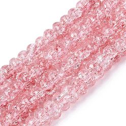 Светло-Коралловый Хрустящие прозрачные стеклянные бусины нити, рондель, свет коралловый, 8~8.5x3.5~5 мм, отверстие : 1~1.4 мм, около 76~86 шт / нитка, 15.16~15.55 дюйм (38.5~39.5 см)