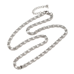 Нержавеющая Сталь Цвет 304 из нержавеющей стали lumachina цепи ожерелья, цвет нержавеющей стали, 17.72 дюйм (45 см), ссылка: 8.5x4x1 mm