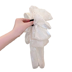 White Plastic Claw Hair Clips, with Cloth Bowknot, White, 320x200mm