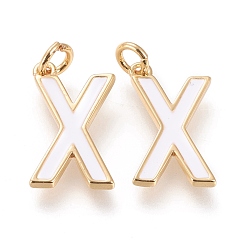 Letter X Латунь эмаль подвески, с целью перехода в кольце, долговечный, реальный 18 k позолоченный, letter.x, белые, letter.x, х: 17.5x10x1.8 мм, прыжковые кольца: внутренний диаметр: 3 мм