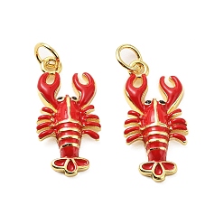 Другие Латунь эмаль подвески, с прыжковых колец, стойки покрытие, реальный 18 k позолоченный, без свинца и без кадмия, долговечный, омар, 21x10.5x3.5 мм, отверстие : 3.3 мм