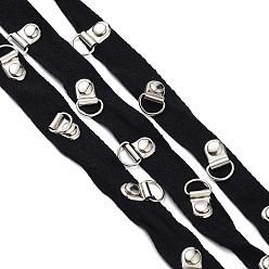 Black Cotton & Iron Clasps Elastic Straps, Clothing Replacement Accessories, Black, 20x4mm