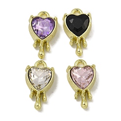 Золотой Подвески из сплава и стекла для стойки, без свинца, без кадмии и без никеля, сердце прелести, золотые, 14x8x4.5 мм, отверстие : 1.6 мм