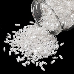 (QTL420) White Pearl Ceylon Миюки четверть бусины тила, японский бисер, 2-луночное, (qtl420) белый жемчуг цейлон, 5x1.2x1.9 мм, отверстие : 0.8 мм, Около 24000 шт / 500 г