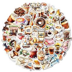 (52) Непрозрачная лаванда 50шт. мультяшная кофейная бумажная наклейка, самослипание, для чемодана, скейтборде, холодильник, шлем, оболочка мобильного телефона, разноцветные, 31~52x16~51x0.2 мм