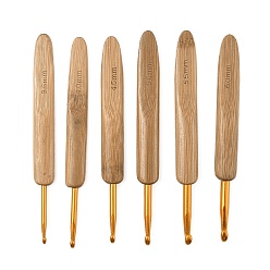 Перу 6шт 6 стили железные крючки для вязания, с бамбуковыми ручками, Перу, 132~135.5x13.5~14.5x7~9.5 мм, 1 шт / стиль