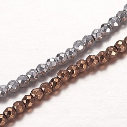 (52) Непрозрачная лаванда Гальванизировать немагнитных синтетический гематит бисер пряди, бисер нитей, граненые, круглые, разноцветные, 2 мм, отверстие : 0.5 мм, около 197 шт / нитка, 15.55 дюйм