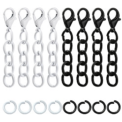 White 20Pcs 2 Colors Baking Paint Iron Curb Chain Extender & 20Pcs 2 Colors Baking Paint Alloy Open Jump Rings Findings Kits, White, 43mm