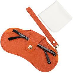 Темно-Оранжевый 1Чехол для очков из искусственной кожи, чехол для солнцезащитных очков, с фурнитурой для железа и салфеткой для чистки из замшевого волокна., темно-оранжевый, 1 мм