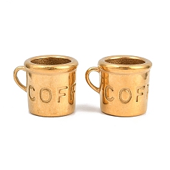 Настоящее золото 18K 304 подвески из нержавеющей стали, кофе, без свинца и без кадмия, ионное покрытие (ip), реальный 18 k позолоченный, 12.5x16x13.5 мм, отверстие : 4x2.5 мм