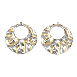 Позолоченный и Цвет Нержавейки 304 подвески из нержавеющей стали, ионное покрытие (ip), круглые подвески в виде колец, настоящее золото и нержавеющая сталь, 37x34.5x2.5 мм, отверстие : 1.5 мм