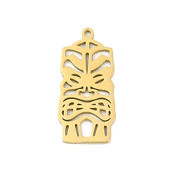 Золотой 304 подвески из нержавеющей стали, тики маска очарование, лазерная резка, золотые, 27.5x13x1.5 мм, отверстие : 1.5 мм