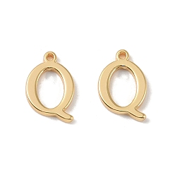 Letter Q Латунные подвески, реальный 18 k позолоченный, Буква Q, 11x7x1.3 мм, отверстие : 0.8 мм