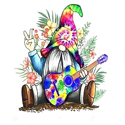 Colorful Gnome/Dwarf Flower Guitar Pattern DIY Diamond Painting Kit, Including Resin Rhinestones Bag, Diamond Sticky Pen, Tray Plate and Glue Clay, Colorful, 400x300mm