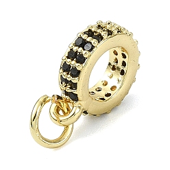 Настоящее золото 18K Латунные микро проложить кубического циркония подвески, плоские круглые прелести, долговечный, стойки покрытие, без свинца и без кадмия, реальный 18 k позолоченный, 11.5x9.5x3 мм, отверстие : 3.5 мм