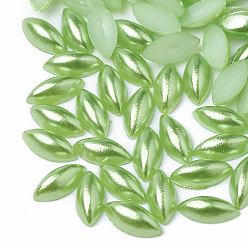 Light Green ABS Plastic Imitation Pearl Cabochons, Horse Eye, Light Green, 8x4x2.5mm, about 5000pcs/bag