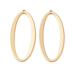 Настоящее золото 18K Латунные подвески, без кадмия, без никеля и без свинца, овальные, полый, реальный 18 k позолоченный, 38.5x17.5x1.2 мм, отверстие : 1.2 мм