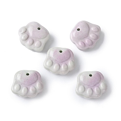 Фиолетовый Натуральные радужные агатовые подвески из алашана, окрашенные, лапы печатать прелести, фиолетовые, 12~12.5x14~14.5x4~4.5 мм, отверстие : 1.2 мм