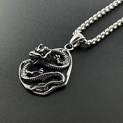 Нержавеющая Сталь Цвет Панк 304 европейские ретро-кулоны с драконом из нержавеющей стали для мужчин, не тускнеет, цвет нержавеющей стали