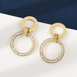 Золотой 304 серьги-гвоздики из полимерной глины и нержавеющей стали, со стразами, ионное покрытие (ip), золотые, 27x16 мм