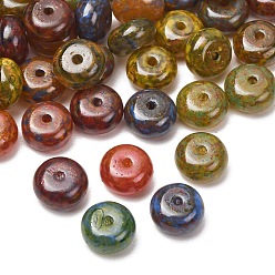 Mixed Color Handmade Lampwork Beads, Rondelle, Mixed Color, 10x5.5mm, Hole: 1.6mm