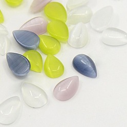 (52) Непрозрачная лаванда Кабошоны кошачьего глаза, слеза, разноцветные, 9x7x2.5 мм