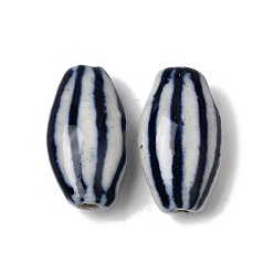 Морской Синий Фарфоровые бусины ручной работы, овальные, белый и голубой фарфор, Marine Blue, 20~20.5x11.5~12x8~9 мм, отверстие : 1.8 мм