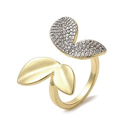 Настоящее золото 18K Латунные кольца с цирконием микро паве для женщин, долговечный, без кадмия и без свинца, бабочка, реальный 18 k позолоченный, внутренний диаметр: 18 мм