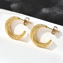 Настоящее золото 18K 304 из нержавеющей стали серьги, ионное покрытие (ip), c-образный, реальный 18 k позолоченный, 21x22x4 мм