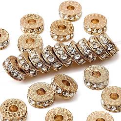 Light Gold Стойки обшивки плоские круглые литые горный хрусталь бисер, долговечный, золотой свет, 13x5 мм, отверстие : 4 мм