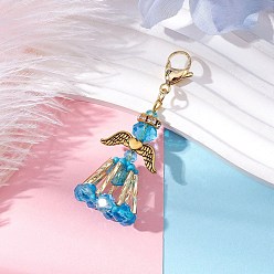 Небесно-голубой Подвеска в виде ангела из стеклянного бисера, 304 подвески-застежки-лобстеры из нержавеющей стали для украшений сумок, голубой, 56 мм