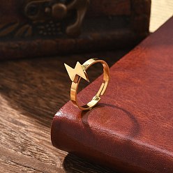 Lightning Bolt 304 регулируемые кольца из нержавеющей стали для женщин, золотые, удар молнии, внутренний диаметр: 17 мм, молнии: 11.5x7 мм