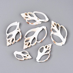 Морская Ракушка Естественно оболочки большие кулоны, подвески из кусочков ракушек, цвет морской раковины, 34~63x20~34x5~6 мм, отверстие : 8~15x16~30 мм