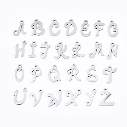 Letter Не тускнеющие 201 подвески из нержавеющей стали, лазерная резка, алфавит, цвет нержавеющей стали, буквы, 10~13x4.5~10x1 мм, отверстие : 1.4 мм