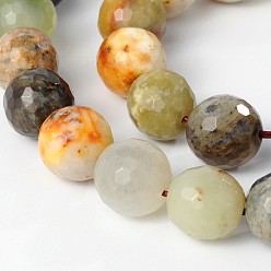 Сюянь Нефрит Естественные нитевидные нити, круглые, граненые, 12 мм, отверстие : 1 мм, около 31 шт / нитка, 15 дюйм