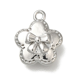 Платина Латунь с микропокрытием, без кадмия, без никеля и без свинца, долговечный, цветок с бантом, платина, 12.5x10.5x4.5 мм, отверстие : 1.2 мм