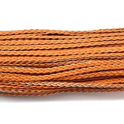 Оранжевый 3-многослойный плетеный шнур из искусственной кожи, плоский, оранжевые, 5x1.5 мм, около 107.17 ярдов (98 м) / пачка