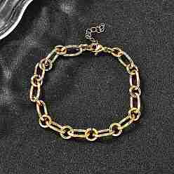 Золотой 304 браслеты-цепочки из нержавеющей стали для женщин и мужчин, овальные, ионное покрытие (ip), золотые, 6-7/8 дюйм (17.4 см)