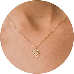 Лист Латунные ожерелья с подвесками для женщин, золотые, лист, 17.72 дюйм (45 см)