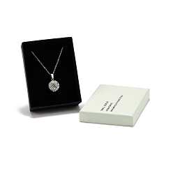 Черный Картонные коробки ювелирных изделий, с черной губкой внутри и белой защелкивающейся крышкой, для ожерелий и колец, прямоугольник со словом, чёрные, 7x9x2.7 см