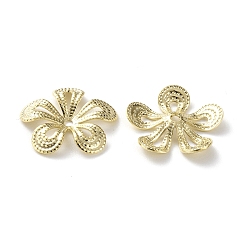 Real 24K Gold Plated Brass Bead Cap, Long-Lasting Plated, 5-Petal Flower, Real 24K Gold Plated, 15.5x16x2.5mm, Hole: 1.4mm
