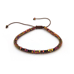 Коричневый Браслеты из плетеных бусин из немагнитного гематита ручной работы, штабелируемые браслеты для женщин и мужчин, самородки, кофе, 10-1/4 дюйм (26 см)