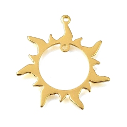 Golden Brass Links, Sun, Rack Plating, Long-Lasting Plated, Cadmium Free & Lead Free, Golden, 27x25.5x1mm, Hole: 1.2mm