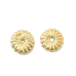 Настоящее золото 18K Цветочные латунные бусины, долговечный, стойки покрытие, без свинца и без кадмия, реальный 18 k позолоченный, 6x2 мм, отверстие : 0.9 мм