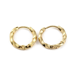 Настоящее золото 18K Ионное покрытие (ip) 304 серьги-кольца из нержавеющей стали, реальный 18 k позолоченный, 17x2.5 мм, штифты : 1 мм